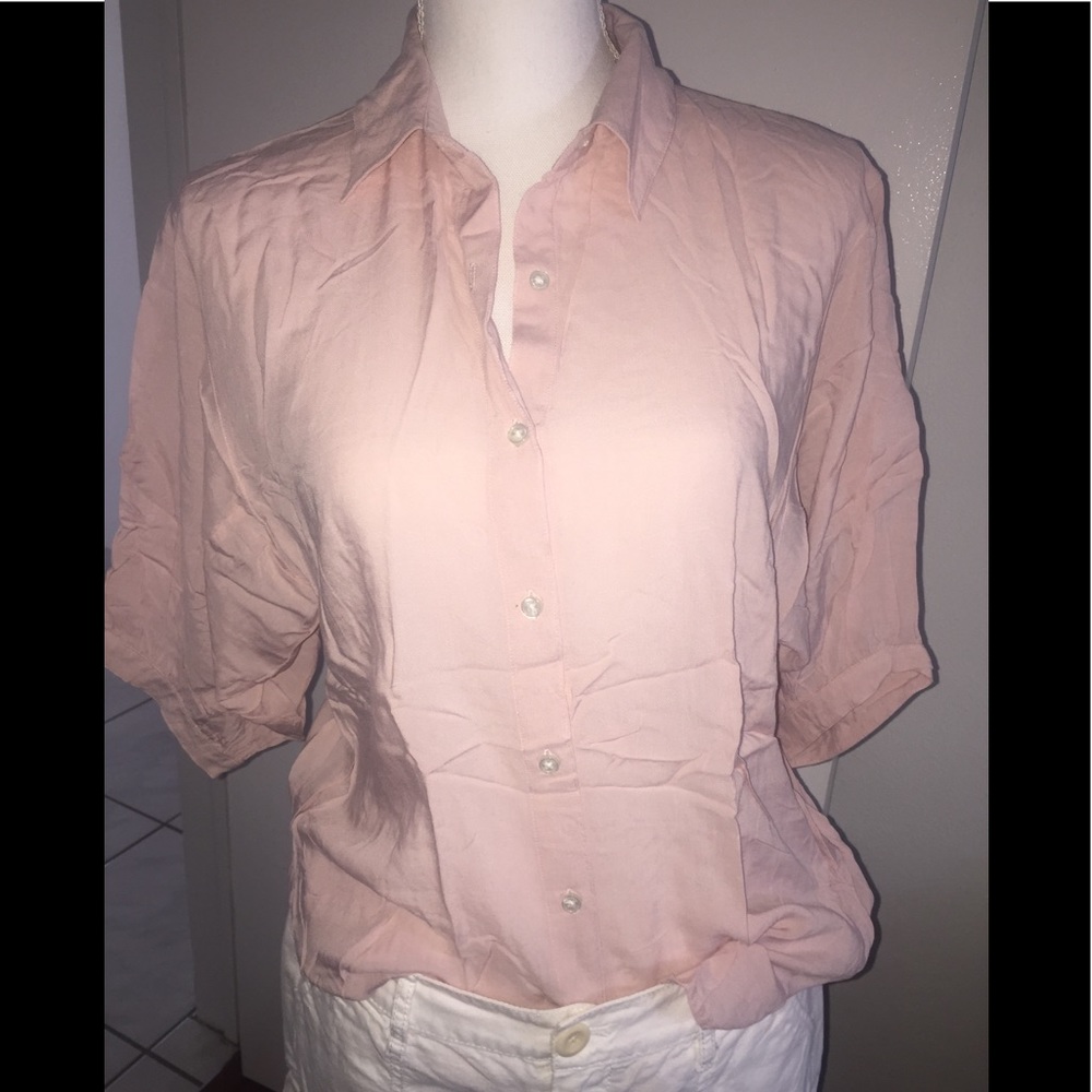 Express  pink balloon sleeve button down sm